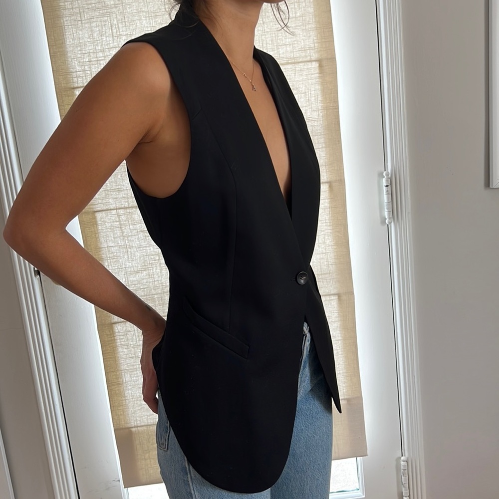 Helmut Lang Black Wool Long Back Gillet